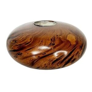 Vintage MCM Turned Burl Wood Rustic Minimalist Round Tealight Candle Holder